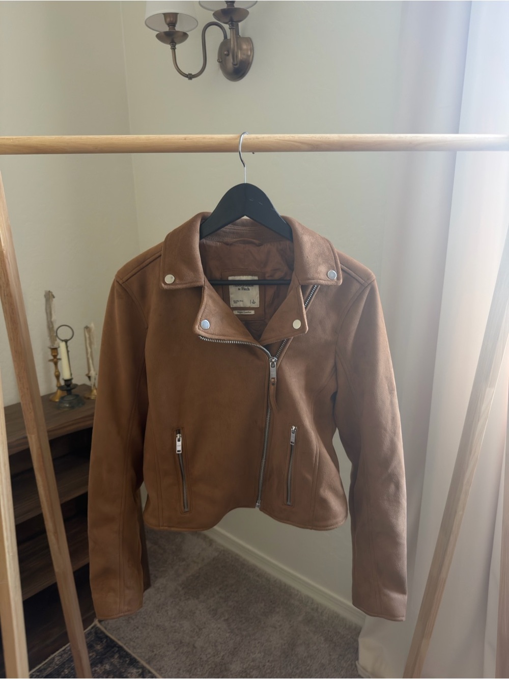 Womens Brown Suede Moto Jacket